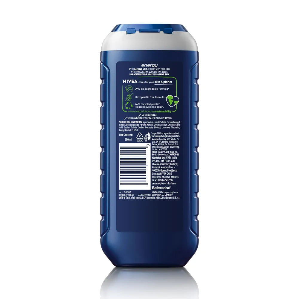 Nivea Men Energy 24H Fresh Effect 3-In-1 Shower Gel For Body, Face & Hair 250ml