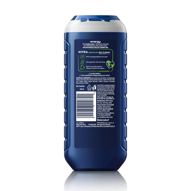 Nivea Men Energy 24H Fresh Effect 3-In-1 Shower Gel For Body, Face & Hair 250ml