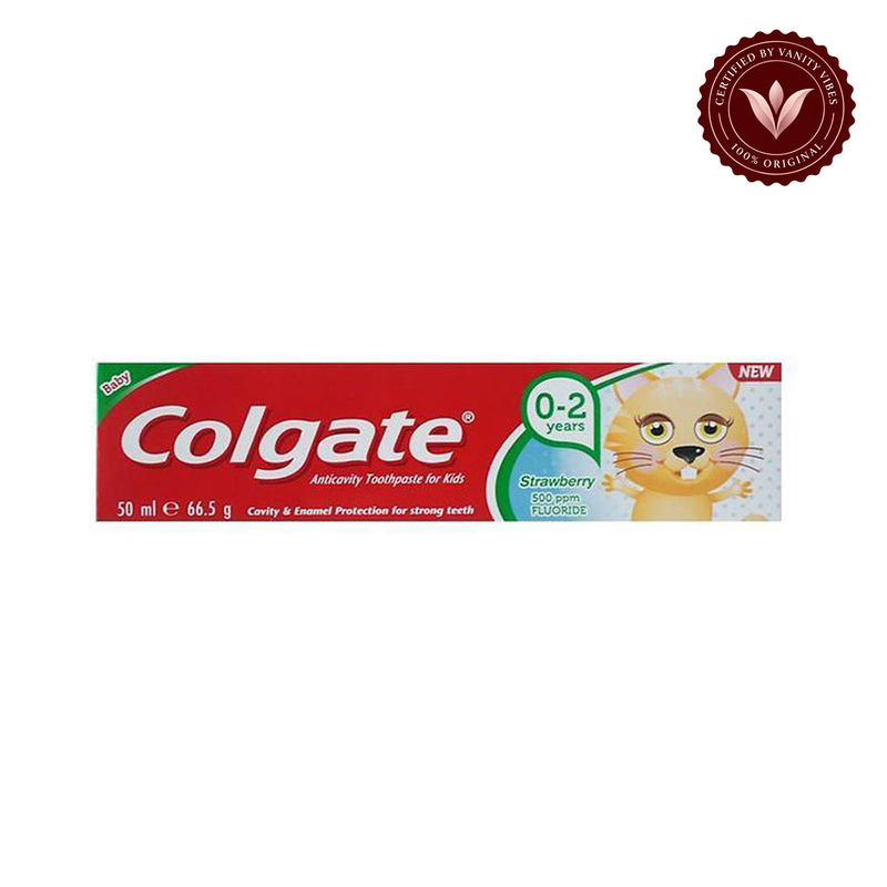 Colgate — Colgate Anti-Cavity Toothpaste for Kids 0-2 Years Strawberry Flavour 700ppm Fluoride 50ml Gentle & Safe for Toddlers — image 2