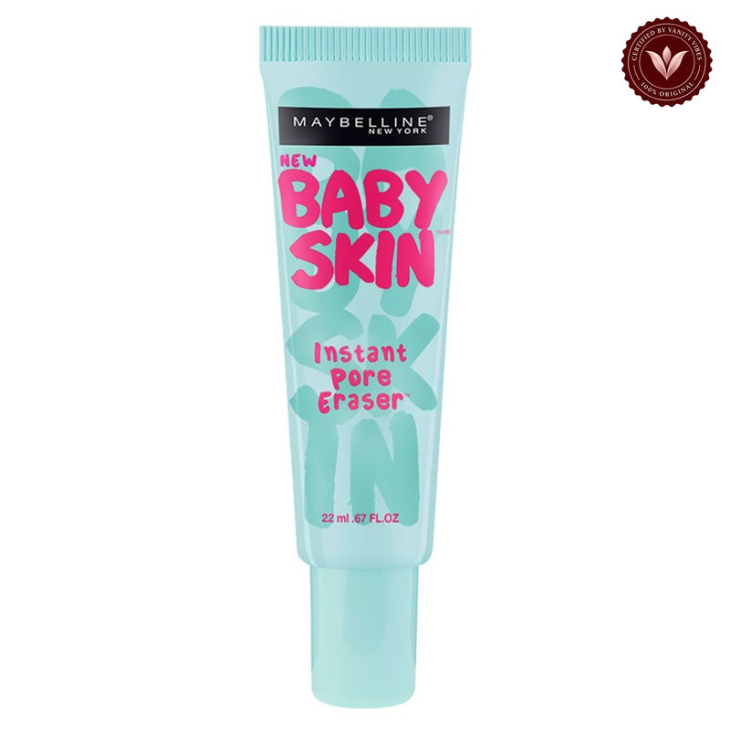 Maybelline Baby Skin Instant Pore Eraser Primer 22ml front product photo with Vanity Vibes badge
