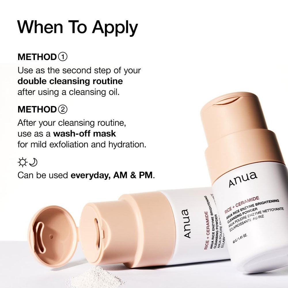 Anua Rice Ceramide Brightening Cleansing Powder 40 g Gentle Exfoliation & Skin Brightening (K Beauty)