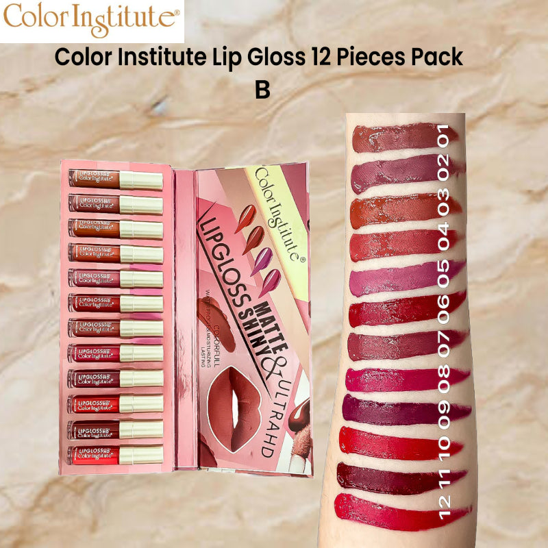 Color Institute Lip Gloss 12 Pieces Pack (B)
