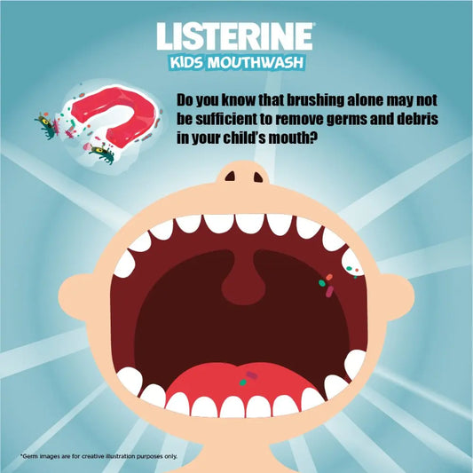 Listerine Kids Mild Taste Mouthwash Strawberry 250 ml Gentle Oral Care & Fresh Breath for Kids