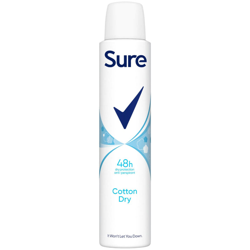 Sure Women 48Hr Cotton Dry Antiperspirant Deodorant Spray 200ml Long-Lasting Freshness & Sweat Protection