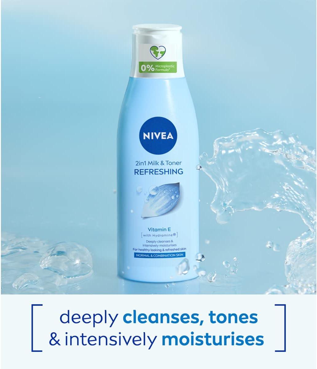 Nivea Refreshing 2 in 1 Milk & Toner Vitamin E & Hydramine For Normal & Combination Skin 200ml