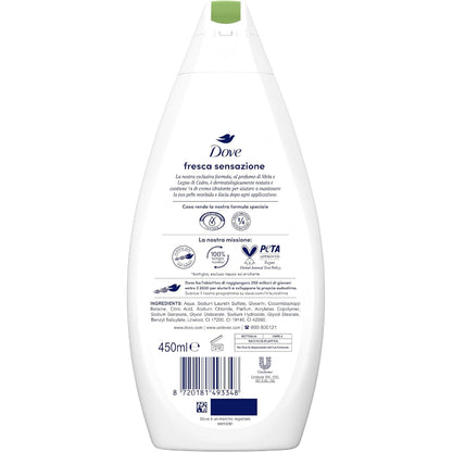 Dove Fresca Sensazione Moisturizing Shower Gel 450ml – Refreshing & Gentle Hydrating Body Wash for Smooth & Soft Skin