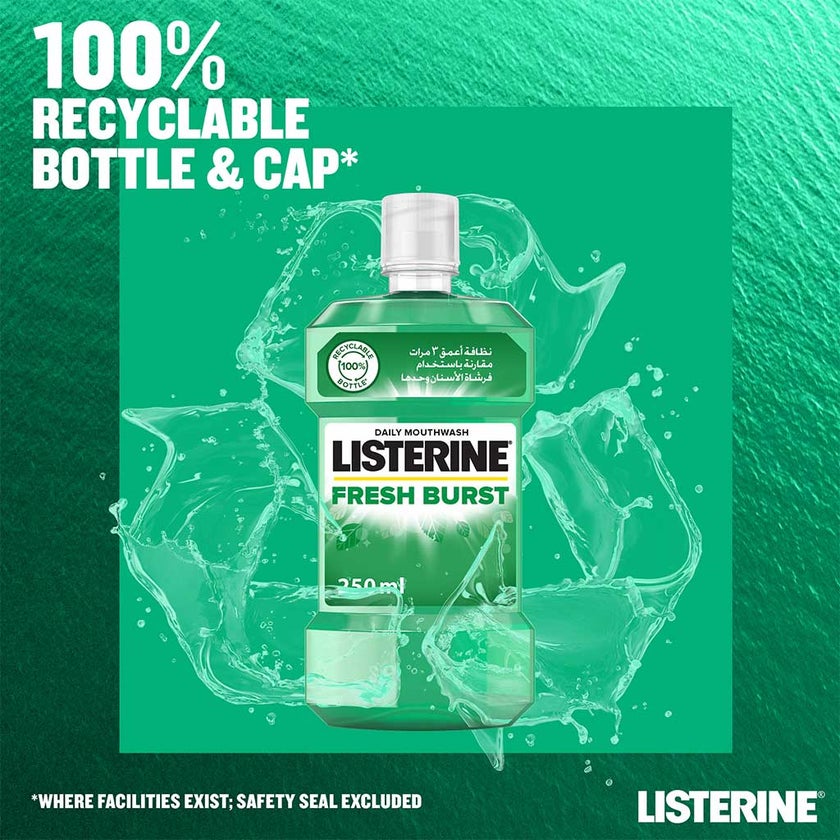 Listerine Fresh Burst Antiseptic Mouthwash 250ml Powerful Germ Protection & Fresh Breath