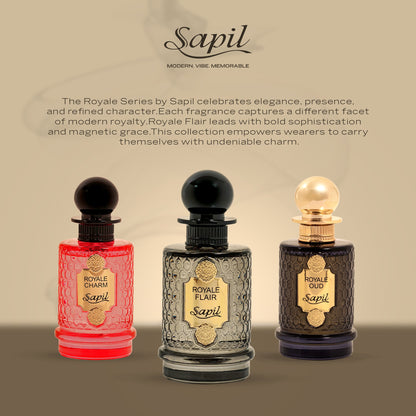 Sapil Royale Flair Eau de Parfum for Men & Women 100ml - Long Lasting Luxury Floral Woody Fragrance Perfume with Elegant Unis