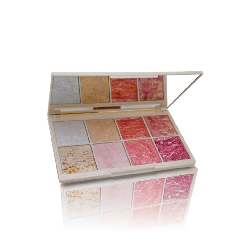 Glamorous Face 8 Colour Teracotta Blush & Shimmer Highlighter Kit (Group A)