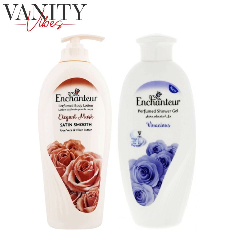 Enchanteur Elegant Musk Perfumed Body Lotion 500ml + Enchanteur Vivacious Perfumed Body Lotion 250ml (Pack Of 2)