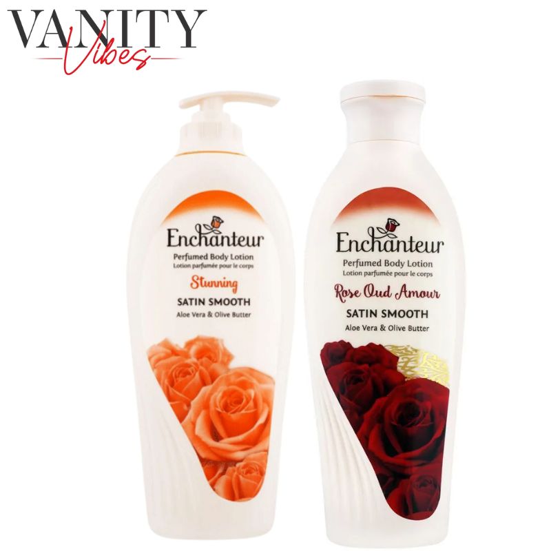 Enchanteur Stunning Perfumed Body Lotion 500ml + Enchanteur Rose Oud Amour Perfumed Body Lotion 250ml (Pack Of 2)