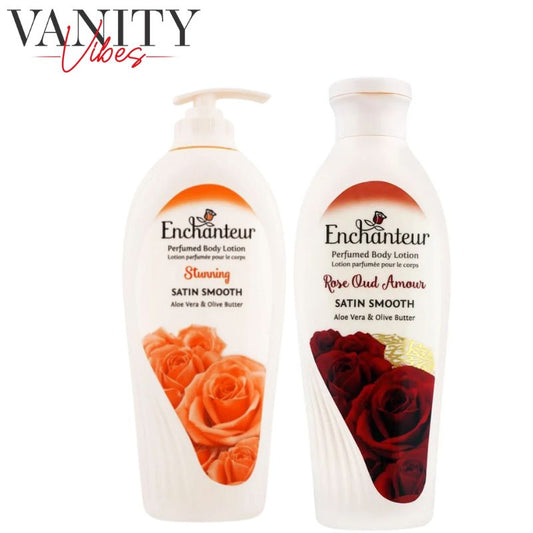 Enchanteur Stunning Perfumed Body Lotion 500ml + Enchanteur Rose Oud Amour Perfumed Body Lotion 250ml (Pack Of 2)