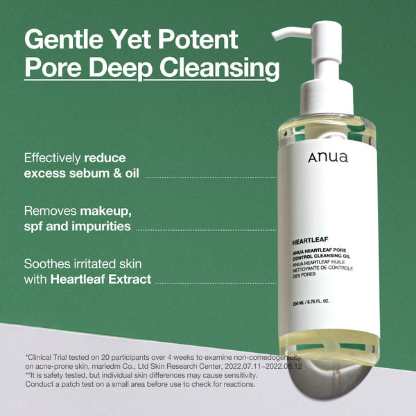 Anua Heartleaf Pore Control Cleansing Oil 200 ml Deep Makeup Removal & Sebum Control (K Beauty)