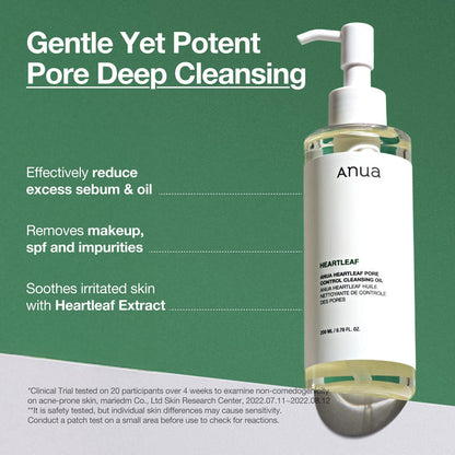 Anua Heartleaf Pore Control Cleansing Oil 200 ml Deep Makeup Removal & Sebum Control (K Beauty)