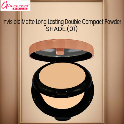 Glamorous Face Invisible Matte Long Lasting Double Compact Powder (Shade:01)