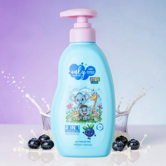 Only Kids Blueberry Shampoo 350ml - Gentle Tear-Free Kids Hair Care Shampoo for Soft Smooth Hair, Mild Cleansing, Nourishment