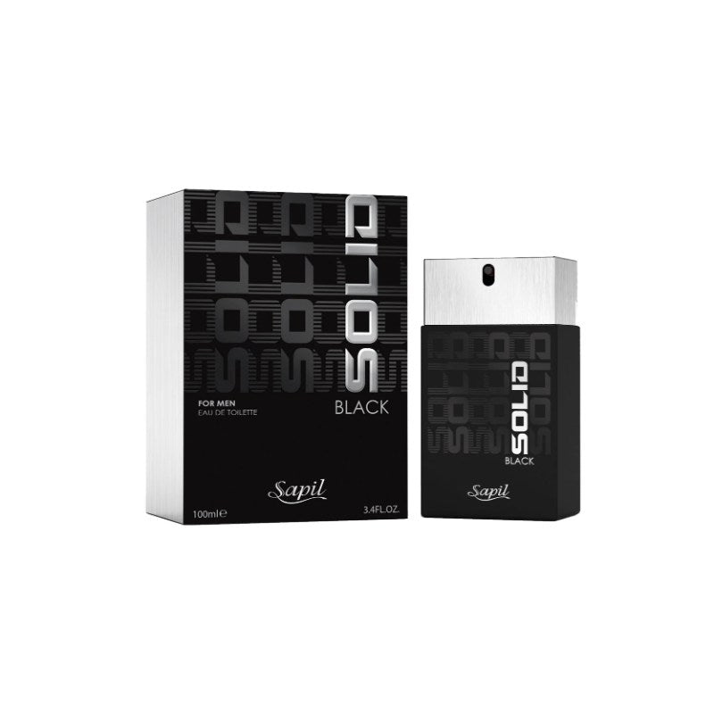 Solid Black Eau De Toilette for Men 100ml – Long Lasting Masculine Perfume with Strong Woody Oriental Fragrance for Daily Wea