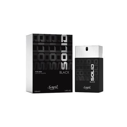 Solid Black Eau De Toilette for Men 100ml – Long Lasting Masculine Perfume with Strong Woody Oriental Fragrance for Daily Wea