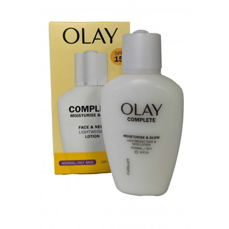 Olay SPF 15 Complete Moisturise & Glow Face & Neck Lotion 100ml – Lightweight Day Lotion for Normal to Oily Skin