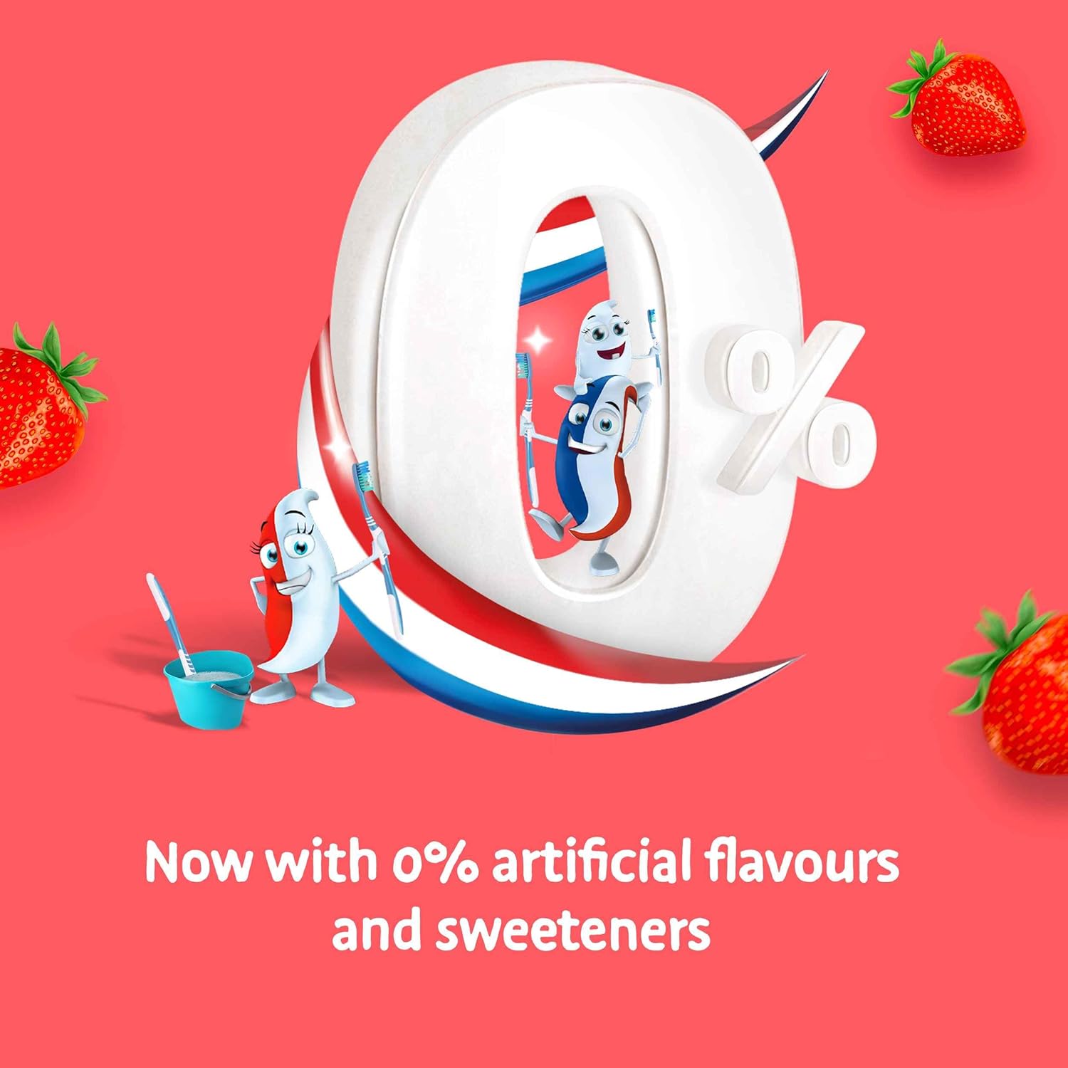 Aquafresh 0% Artificial Flavour & Sweetener Splash Strawberry Toothpaste 3 - 8 Years 75ml - Gentle 24hr Protection Kids Tooth