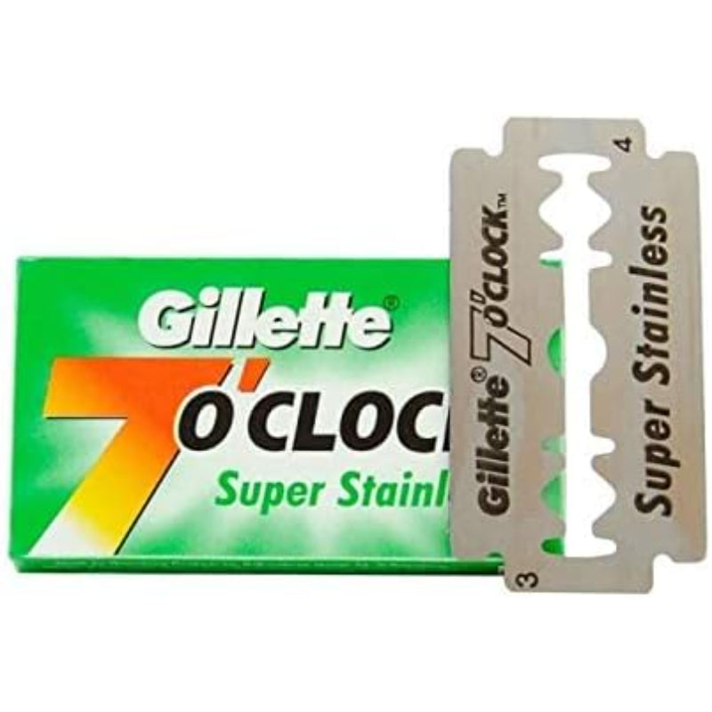 Gillette 7’O Clock Super Stainless Double Edge Razor Blades 100pcs (20x5) - Sharp & Durable Shaving Blades