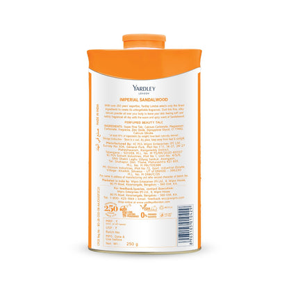 Yardley London Imperial Sandalwood Perfumed Talcum Powder 250g - Premium Fragrance Collection, Long Lasting Woody Floral Scen