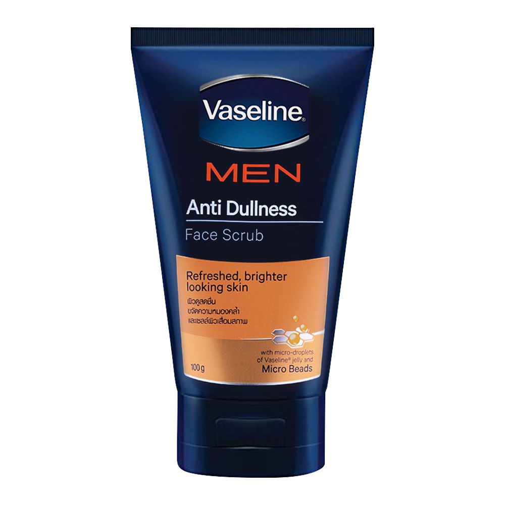 Vaseline Men Anti-Dullness Face Scrub 100g – Refreshes Skin & Promotes Brighter-Looking Complexion