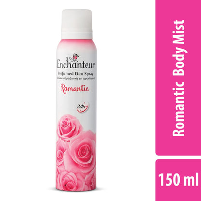 Enchanteur Romantic Perfumed Deo Spray for Women 150ml - Long Lasting Floral Fragrance Body Spray for Freshness & Odor Protec