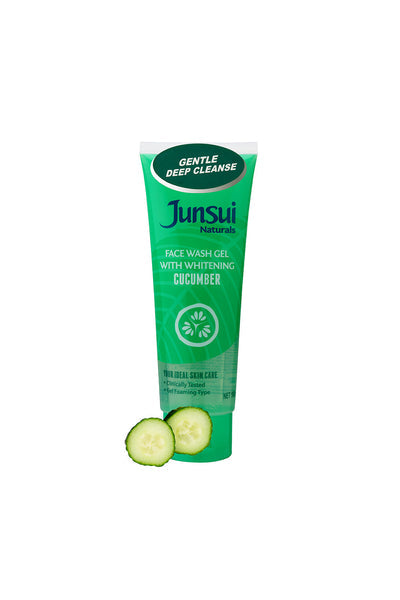 Junsui Cucumber Whitening Face Wash Gel 100g - Hydrating Cooling Cleanser for Deep Cleansing, Oil Control & Bright Fresh Skin