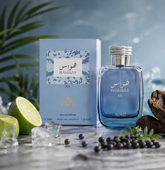 Auso Hawaas Ice Eau de Parfum 100ml - Long Lasting Fresh Aquatic Cool Fragrance Perfume for Men Crisp Masculine Daily Wear Sc