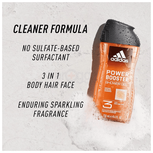 Adidas Power Booster 3-in-1 Body, Hair & Face Wash Shower Gel 250ml