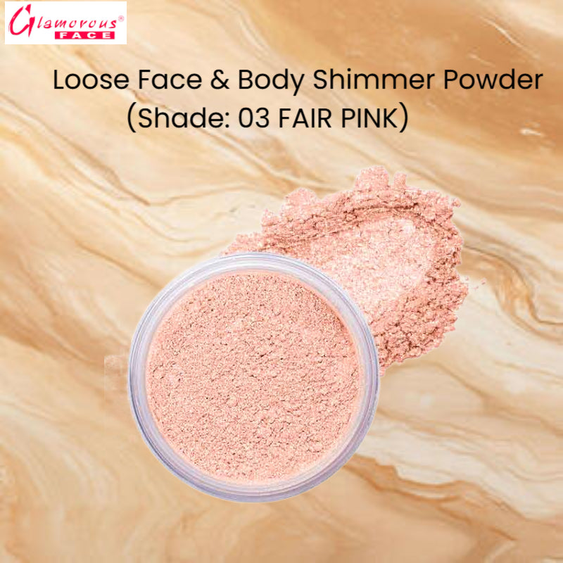 Glamorous Face Loose Face & Body Shimmer Powder (Shade: 03 Fair Pink)