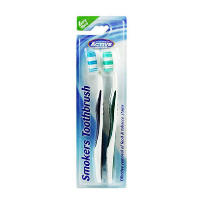 Beauty Formulas Active Smokers Extra Hard Toothbrush 2 Pack – Deep Cleaning Bristles for Stain Removal, Plaque Control & Oral