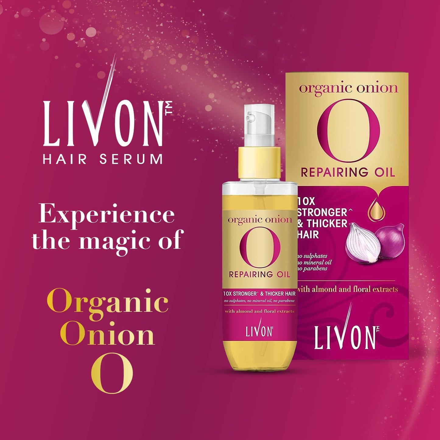 Livon Organic Onion Repairing Hair Oil with Almond & Floral Extracts 100ml - Hair Fall Control Strengthening Nourishing Hair 