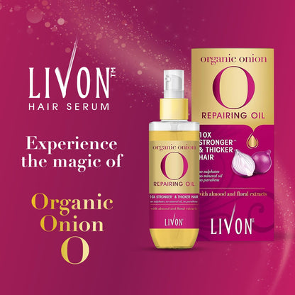 Livon Organic Onion Repairing Hair Oil with Almond & Floral Extracts 100ml - Hair Fall Control Strengthening Nourishing Hair 