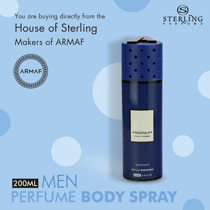 Armaf Magnum Pour Homme Midnight Perfume Body Spray 200ml Masculine Bold & Fresh Fragrance