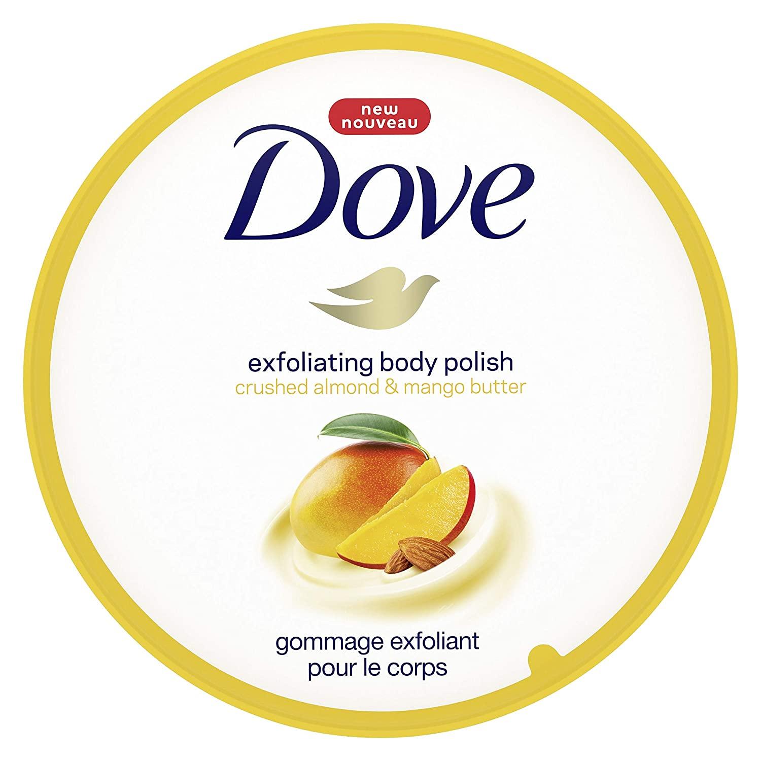 Dove Exfoliating Body Polish Crushed Almond & Mango Butter 298g – Gommage Exfoliant Pour Le Corps for Smooth Soft Skin