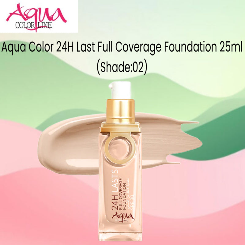 Aqua Color 24H Last Full Coverage Foundation 25ml (Shade:02)