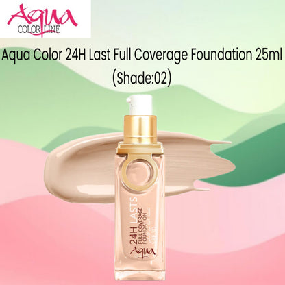 Aqua Color 24H Last Full Coverage Foundation 25ml (Shade:02)
