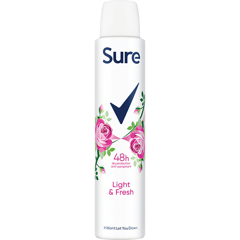 Sure Light & Fresh Antiperspirant Deodorant Spray 200ml Long-Lasting Freshness & Odor Protection