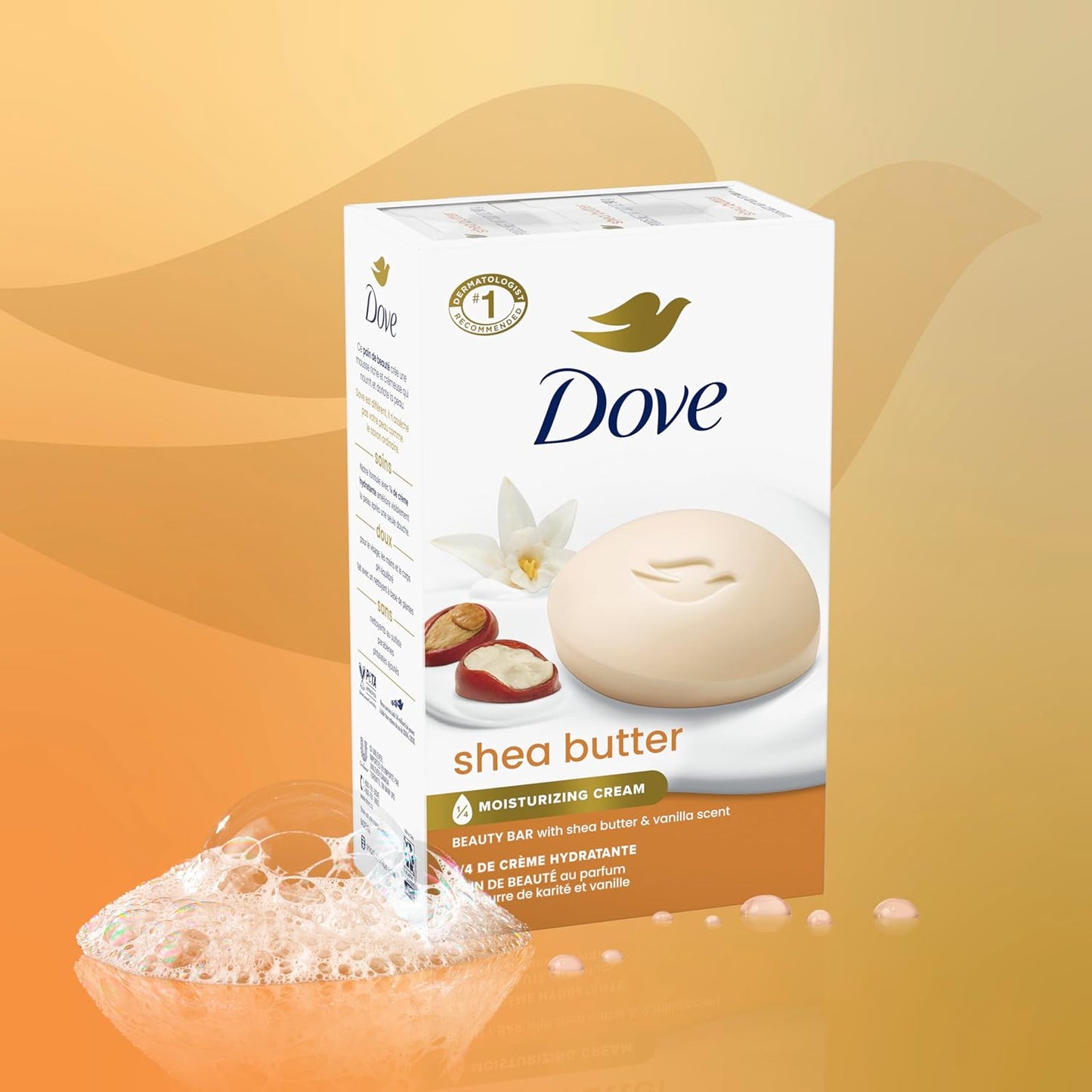 Dove Shea Butter Moisturizing Cream Beauty Bar With Shea Butter & Vanilla Extract 106g (Pack of 6 Soap Bars)