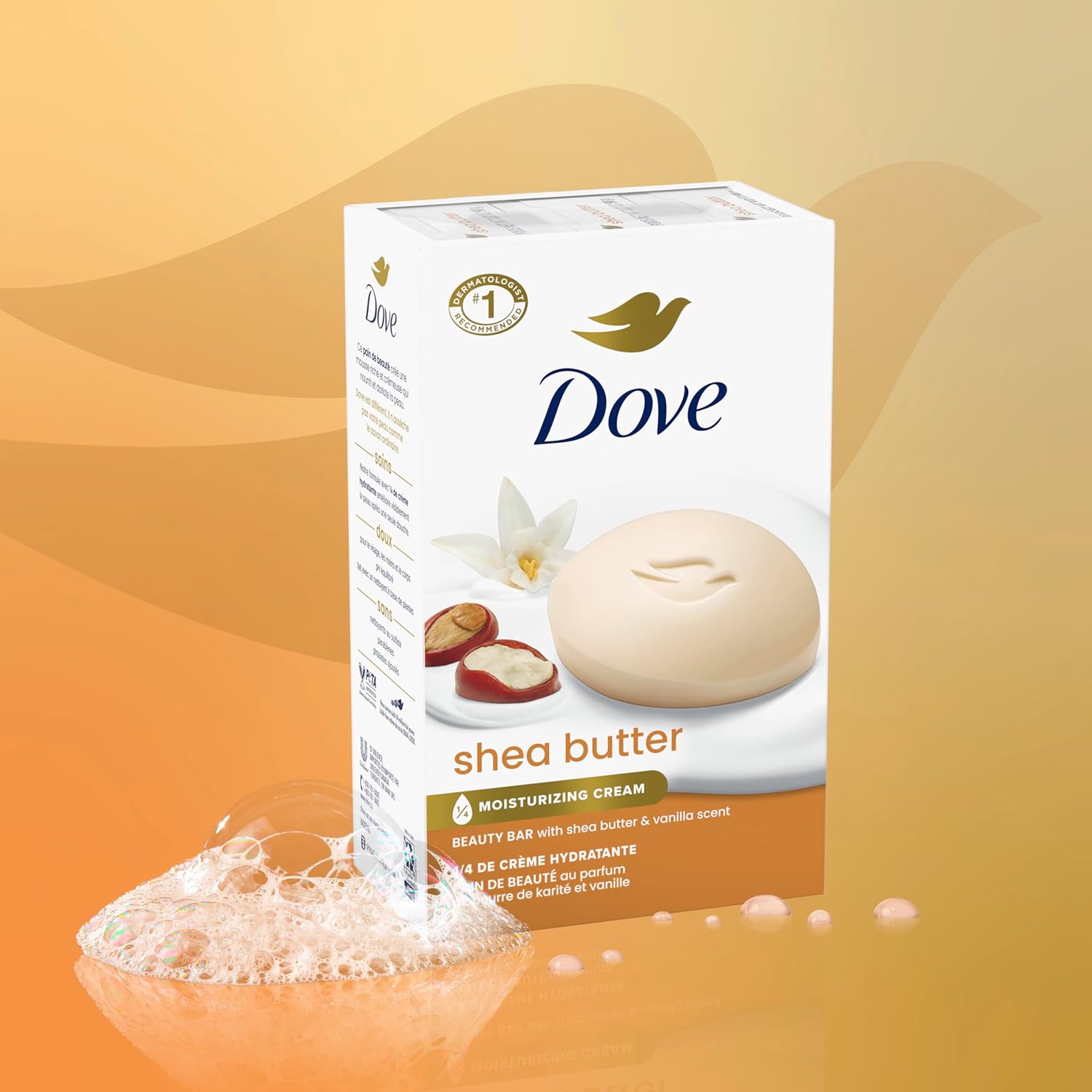Dove Shea Butter Moisturizing Cream Beauty Bar With Shea Butter & Vanilla Extract 106g (Pack of 6 Soap Bars)