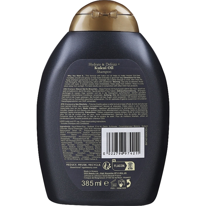 OGX Hydrate & Defrizz + Kukui Oil Shampoo 385ml