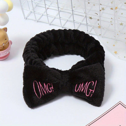 OMG Letter Facial Hair Band Bow Knotted (BLACK)