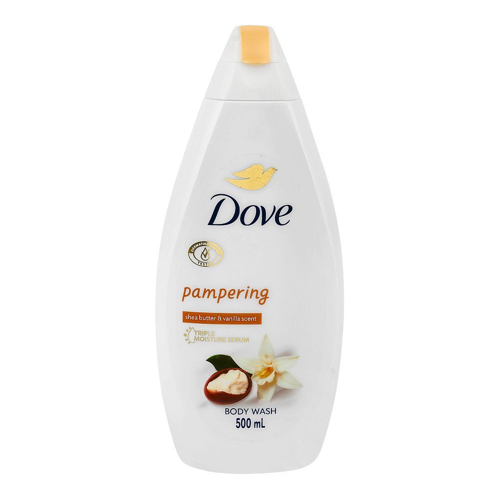 Dove Pampering Shea Butter & Vanilla Scent Body Wash 500ml – Triple Moisture Serum for Soft, Smooth & Nourished Skin