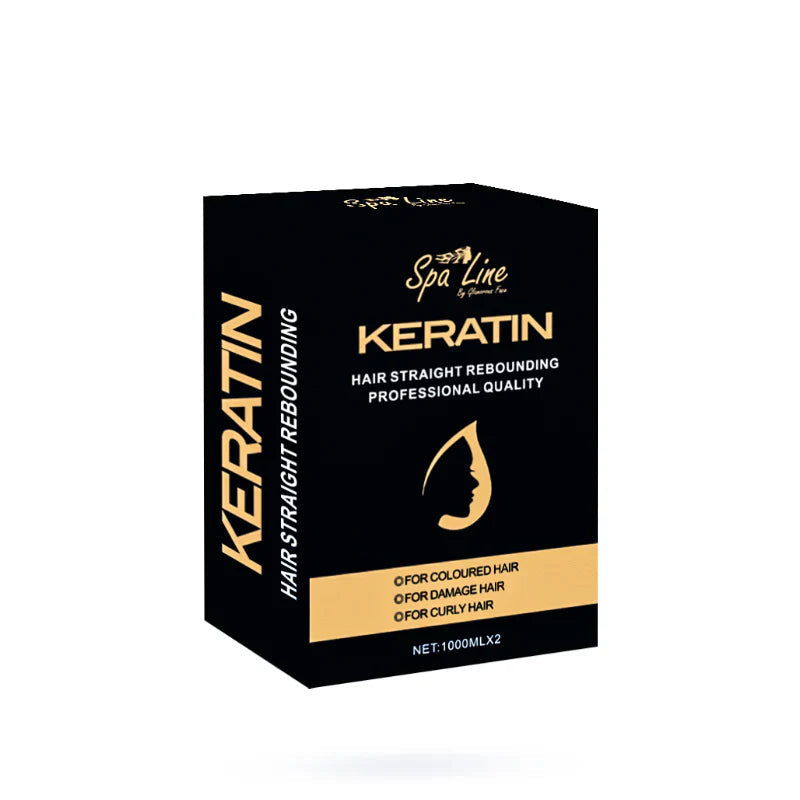 Spa Line Keratin Professional Hair Straight Rebounding For Colored Damaged and Curly Hair 1000 ML (Single Pounch A)