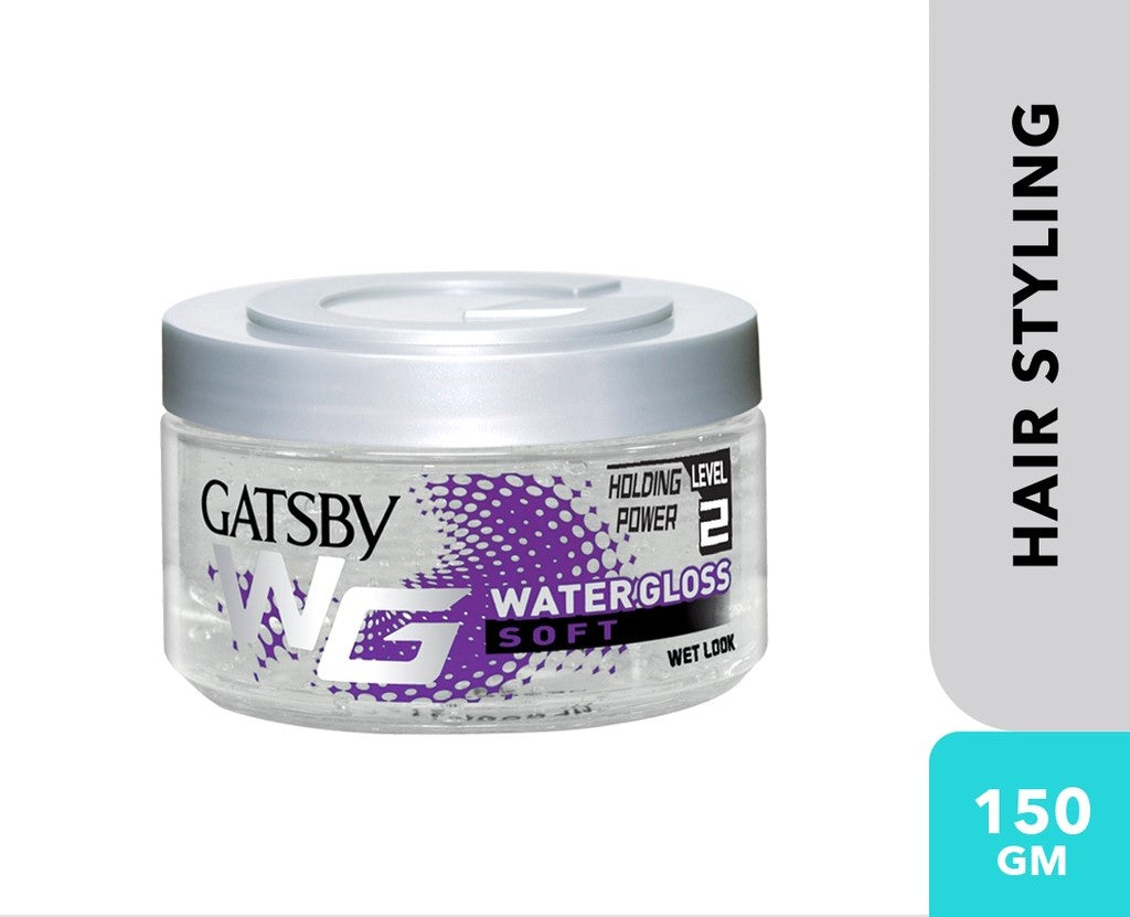 Gatsby Water Gloss Soft Hold Hair Styling Gel 150g - Long Lasting Wet Look Hair Gel for Natural Shine & Flexible Styling Cont