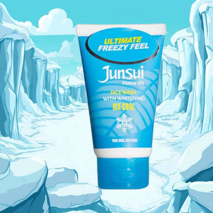 Junsui Naturals Ice Cool Whitening Face Wash 50g - Deep Cleansing Cooling Gel for Oil Control, Fresh Breath Skin Feel & Brigh