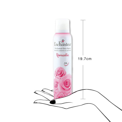 Enchanteur Romantic Perfumed Deo Spray for Women 150ml - Long Lasting Floral Fragrance Body Spray for Freshness & Odor Protec