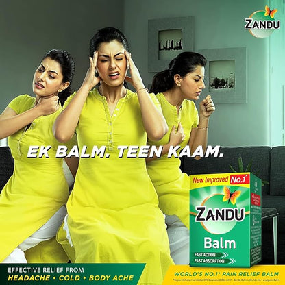 Zandu Balm 25ml - Fast Relief Herbal Pain Relief Balm for Headache, Body Pain, Cold & Muscle Relaxation